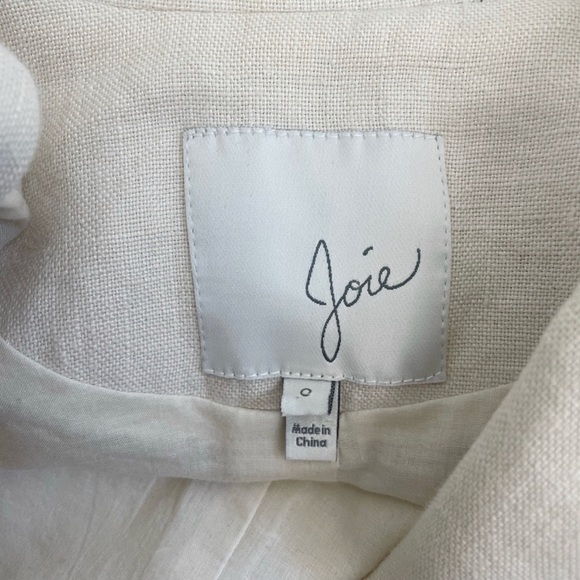 Joie Mehira Ivory Linen Open Front Blazer Sz 0 - Picture 8 of 16